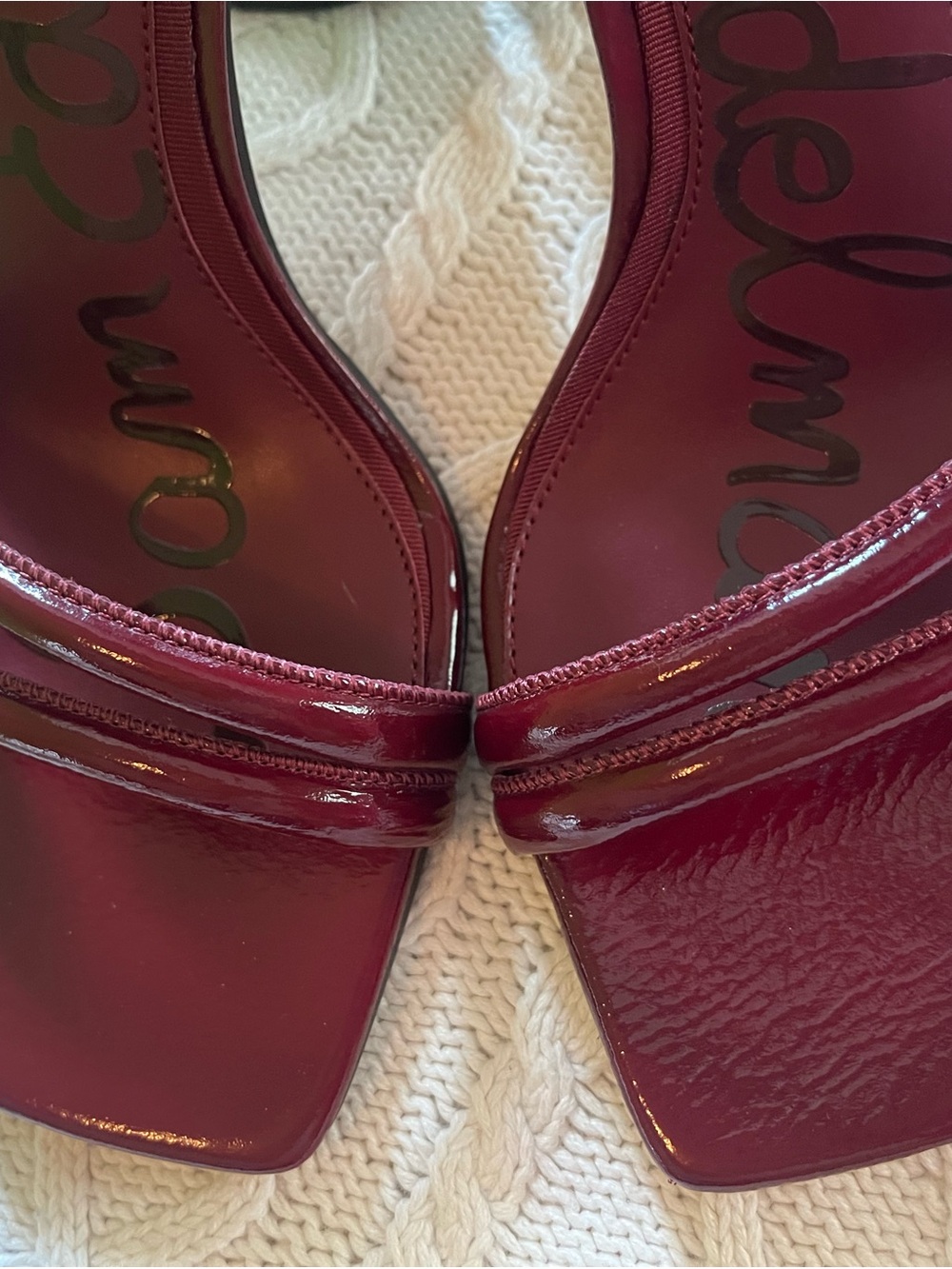Sam Edelman Red Merlot Patent Leather Ankle-Strap Block Heel Sandals Size 9.5 - Picture 9 of 16